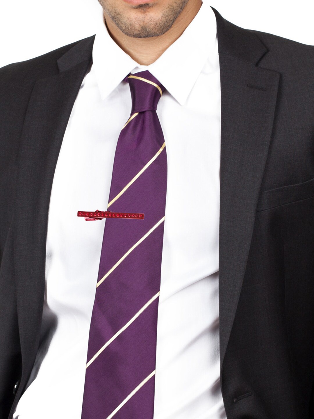 

Alvaro Castagnino Men Red Stone Studded Tie Pin