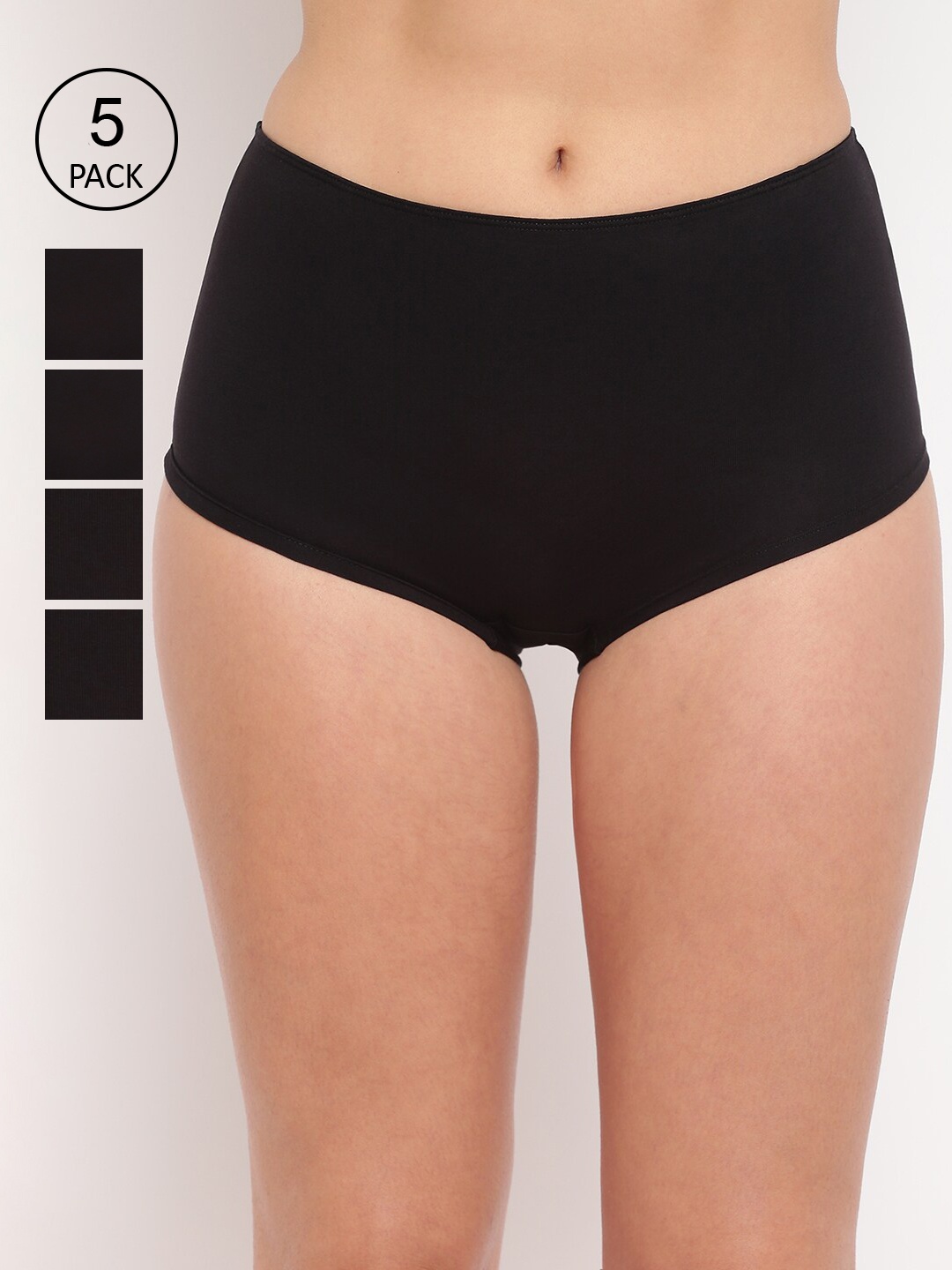 

BASIICS by La Intimo Women Pack Of 5 Black Solid Boyshorts-BS11B5G0W0