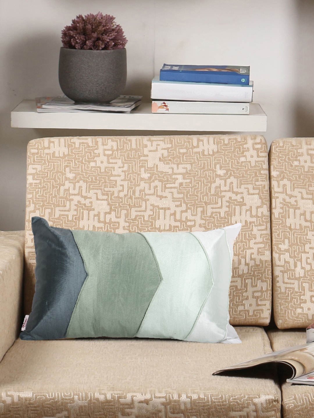 Home Grey & Teal Blue Single Striped Rectangle Cushion Covers
