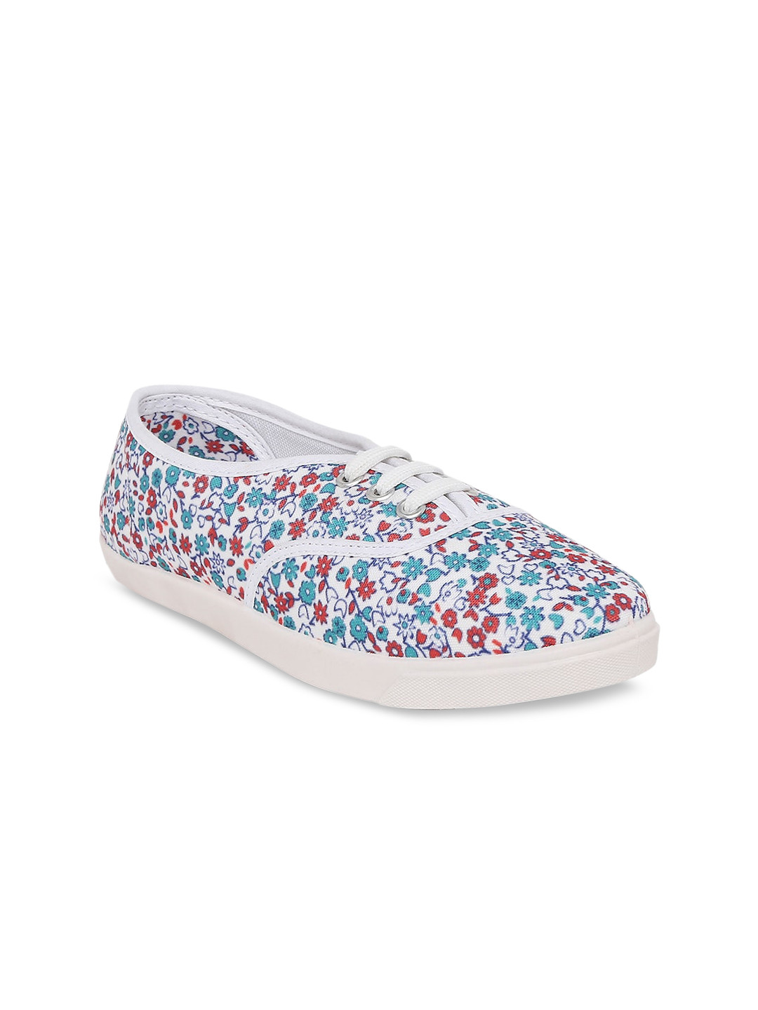 

People Women White Printed Sneakers