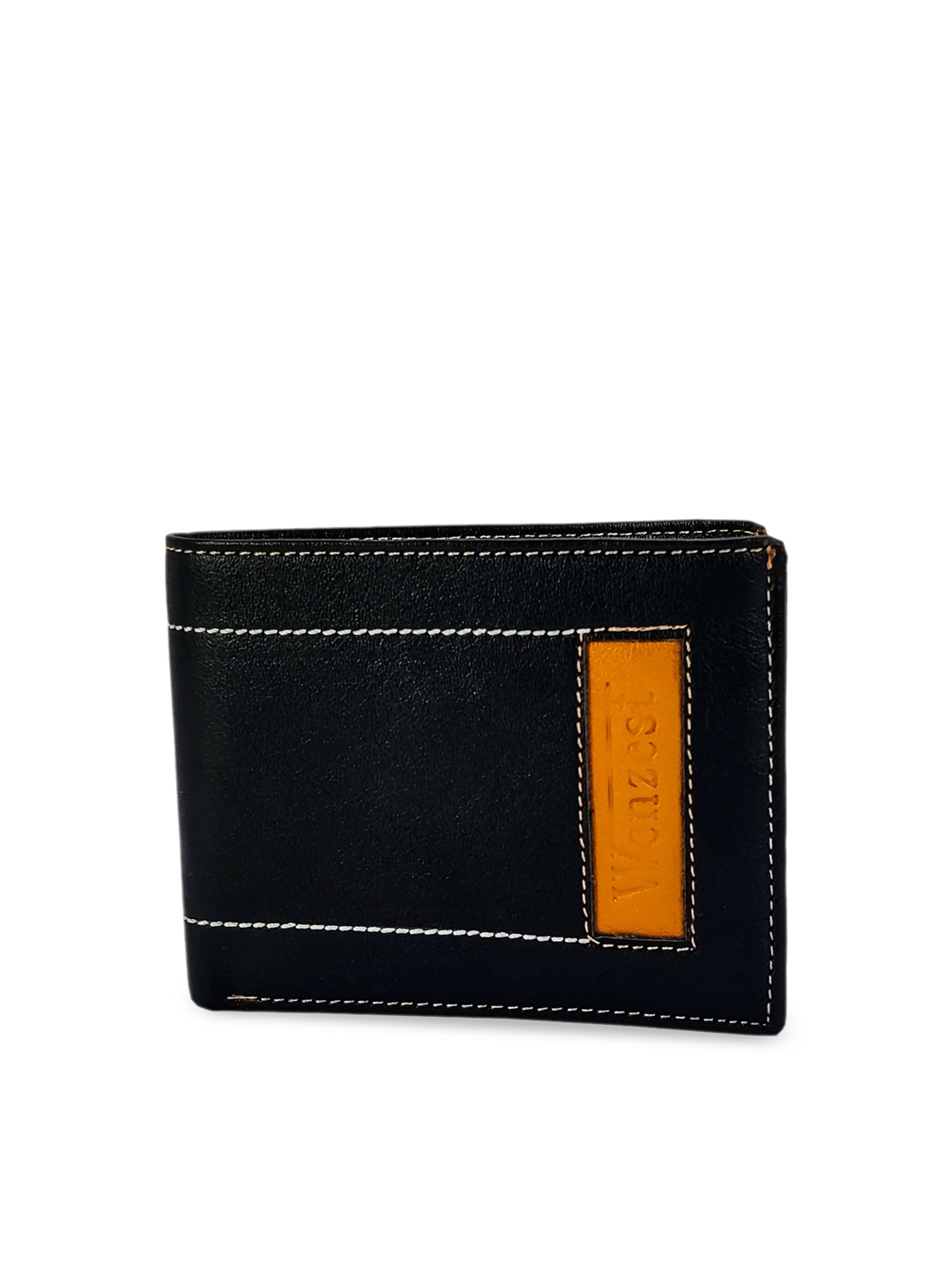

WENZEST Men Black & Yellow Solid Two Fold Wallet