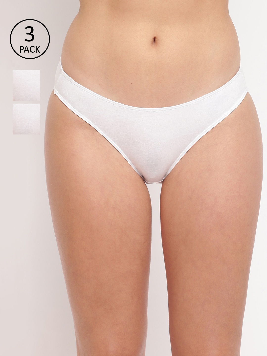 

BASIICS by La Intimo Women Pack Of 3 White Solid Grace Well Bikini Briefs BK11B0G0W3