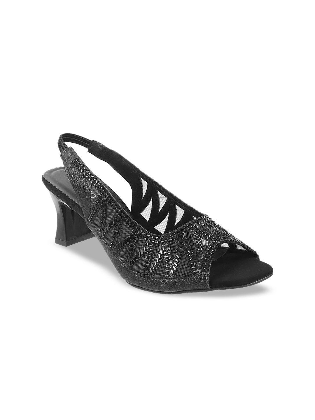 

Metro Women Black Embellished Block Heels