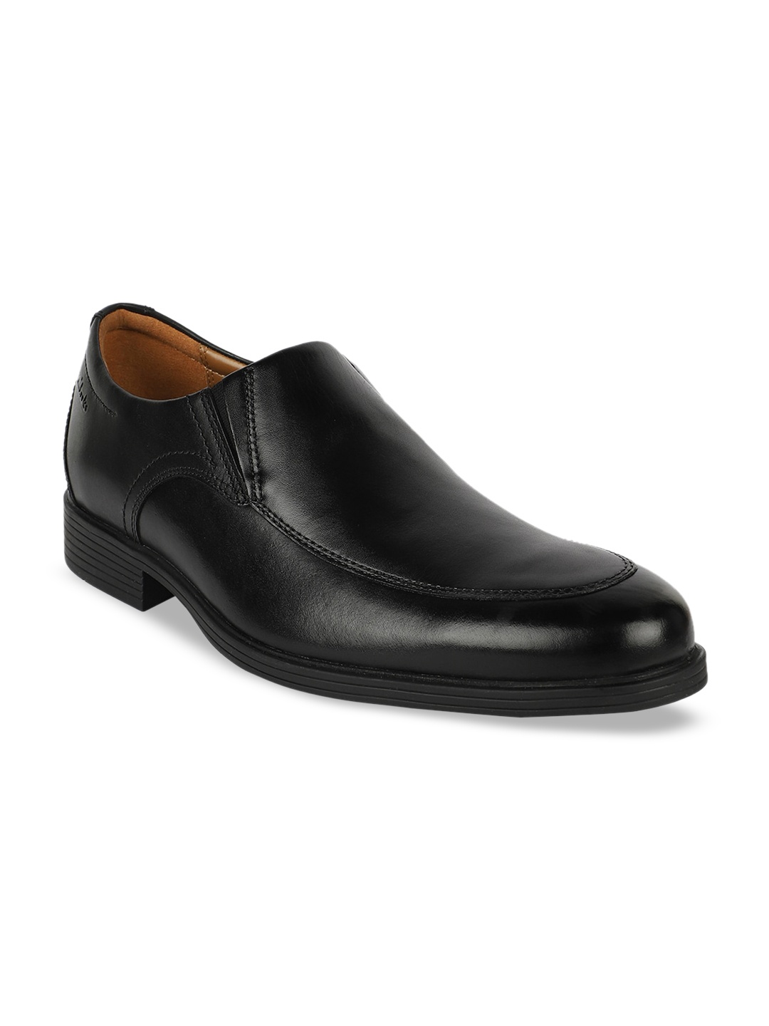 

Clarks Men Black Solid Formal Leather Slip-Ons