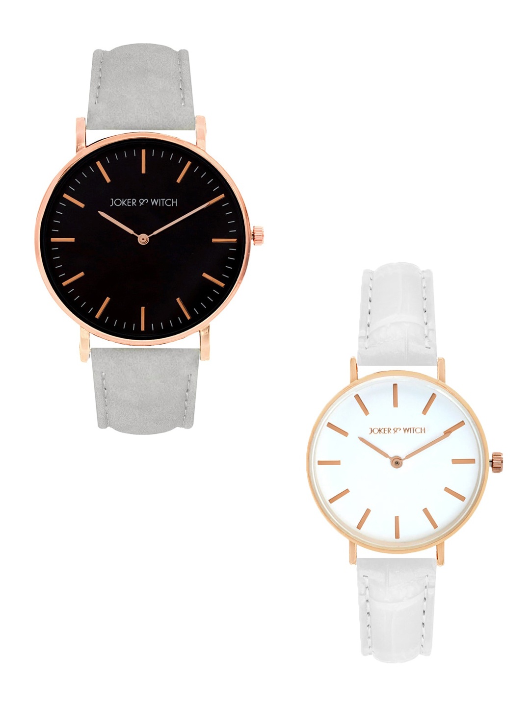 

JOKER & WITCH Unisex Bette & Lina Couple Watch Gift Set JWCW125, White
