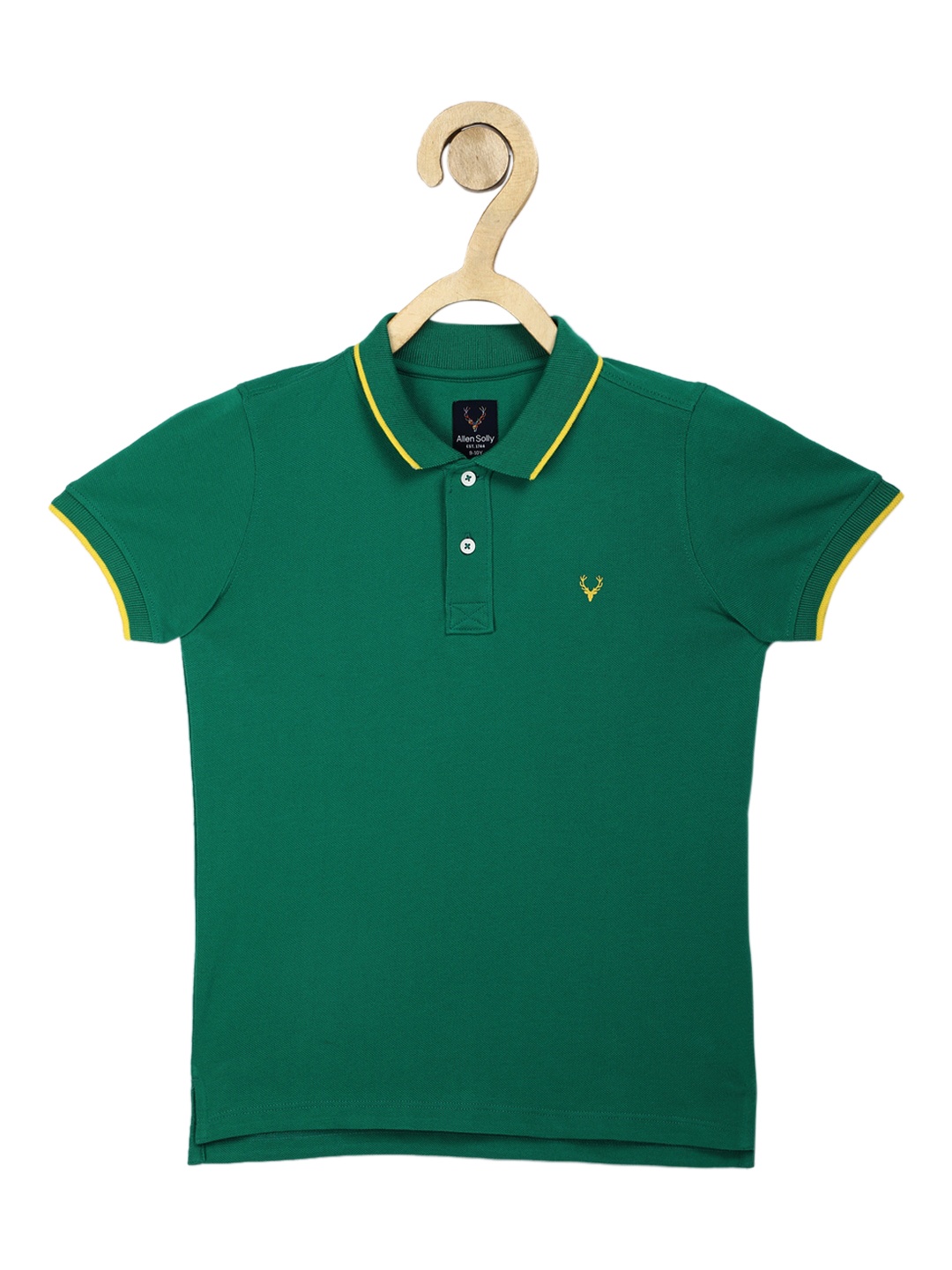

Allen Solly Junior Boys Green Solid Polo Collar T-shirt