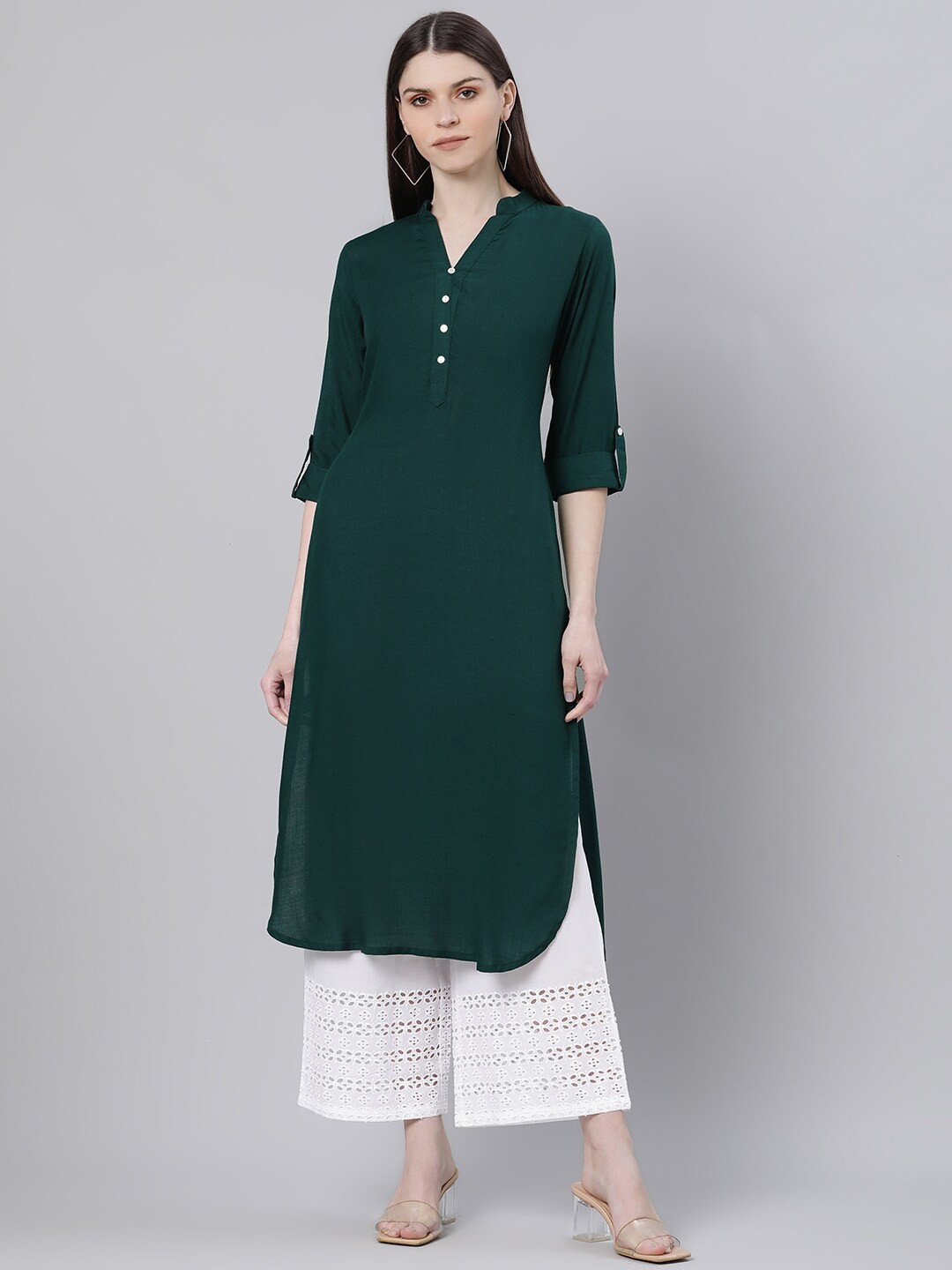 

GERUA Women Green Pathani Kurta