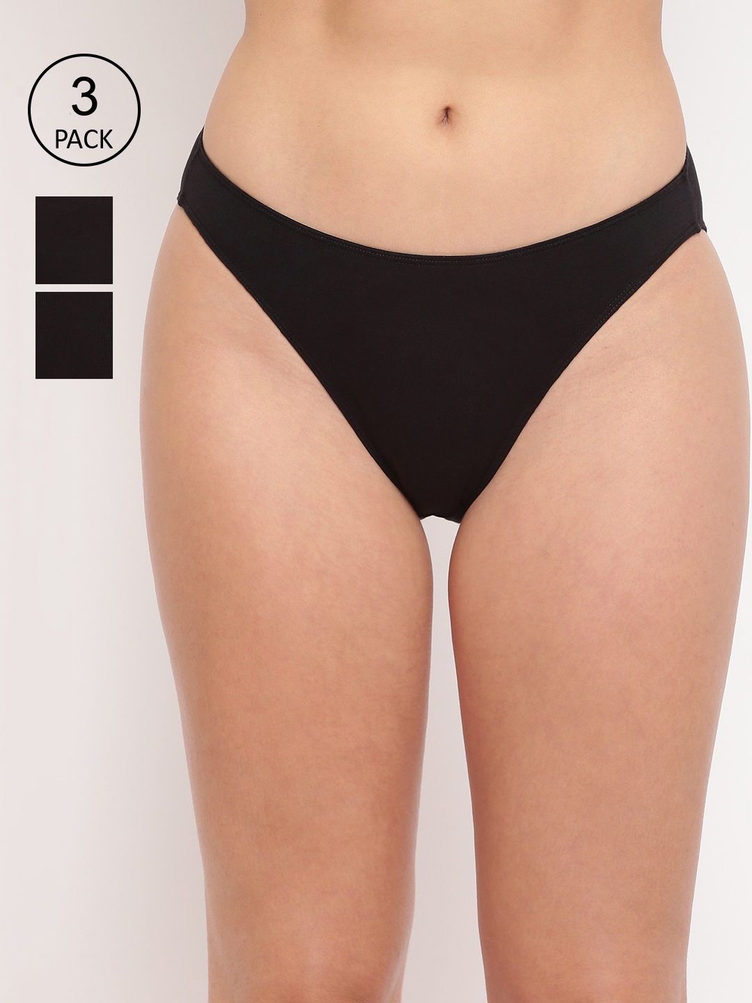 

BASIICS by La Intimo Women Pack of 3 Solid Bikini Briefs HL11B3G0W0, Black