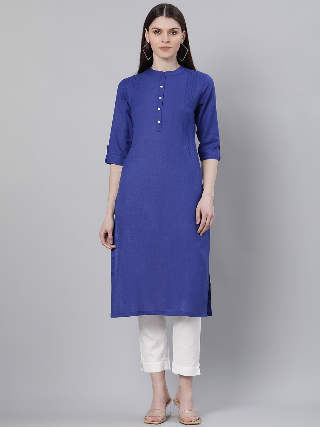 

Gerua By Libas Women Blue Mandarin Collar Kurta