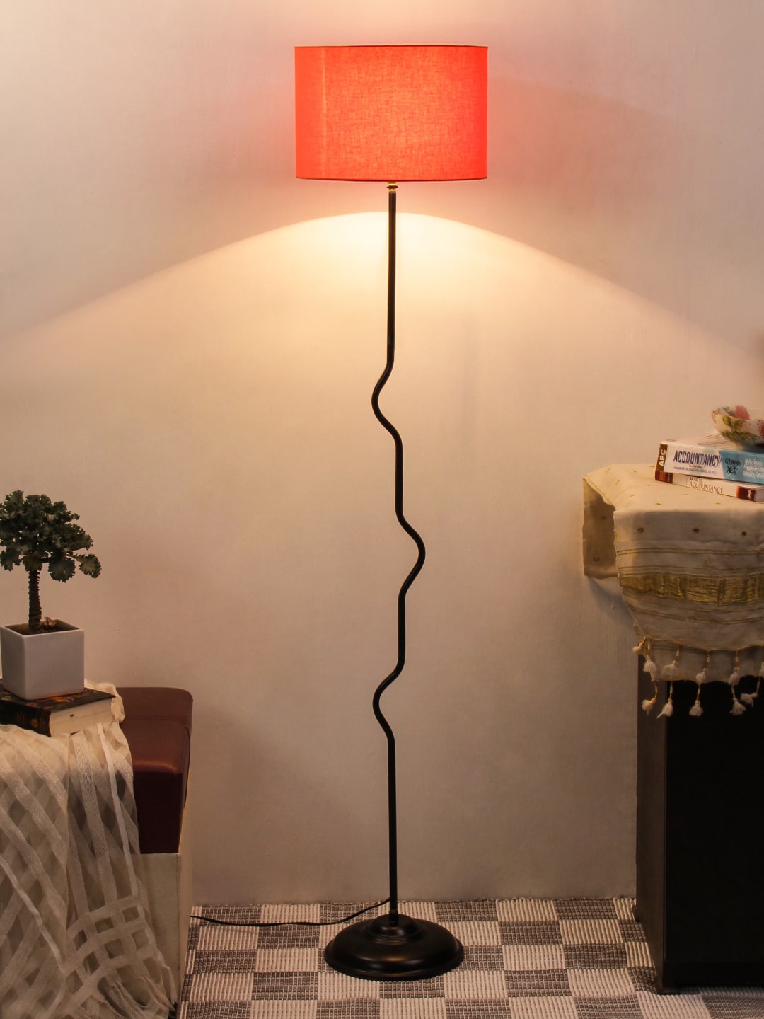 

Devansh Orange Solid Traditional Cotton Shade Club Lamp