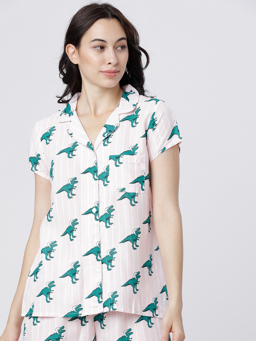 

Tokyo Talkies Women Pink Regular Fit Printed Sleep Shirt
