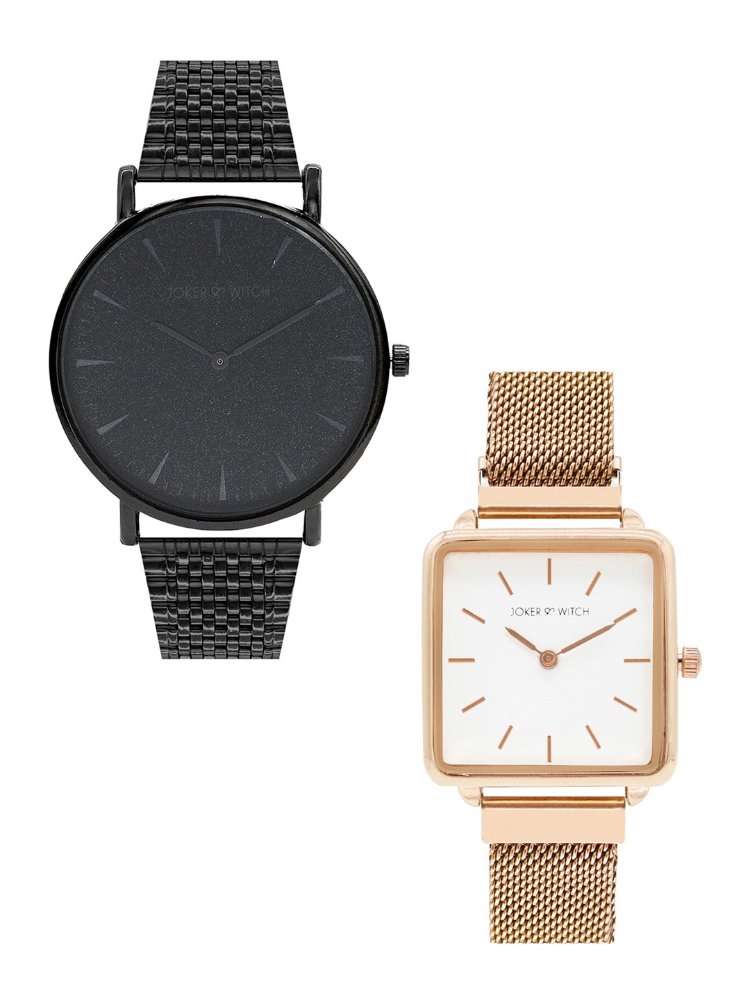 

JOKER & WITCH Black & Rose Gold-Toned Ezra & Aria Couple Watches JWCW132