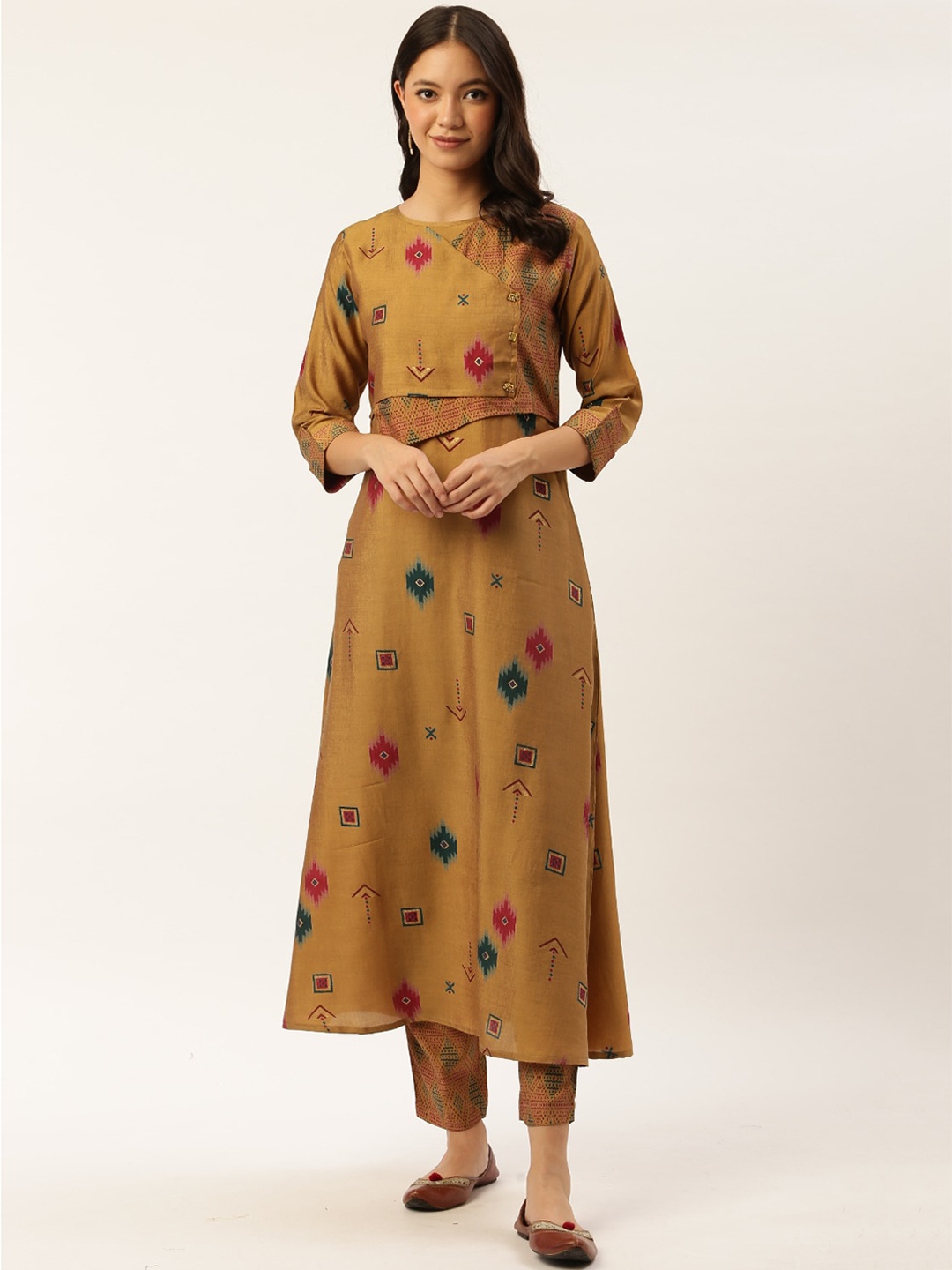 

shiloh Women Khaki Ethnic Motifs Thread Work Kurta
