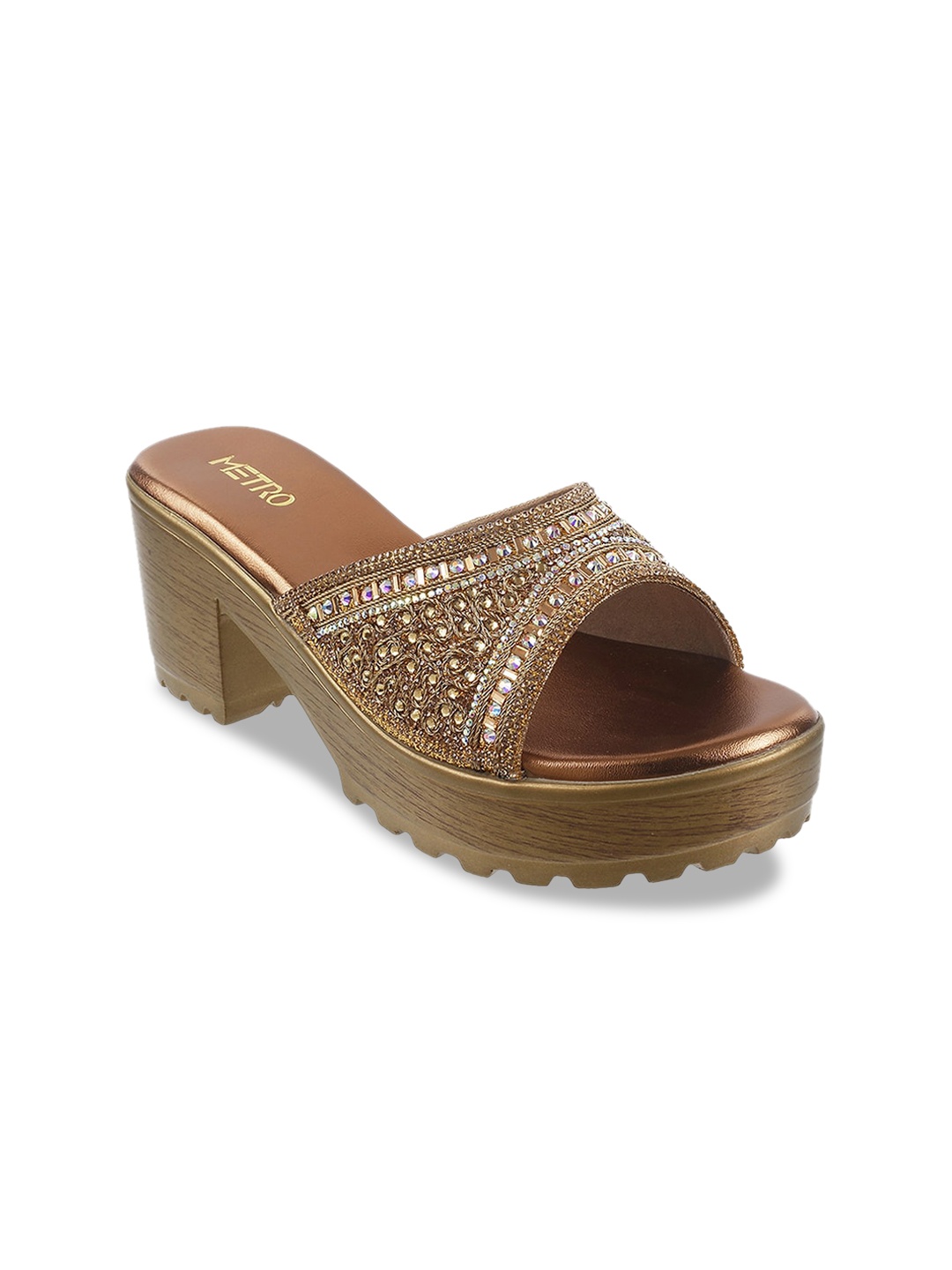 

Metro Women Gold-Toned Embellished Mules