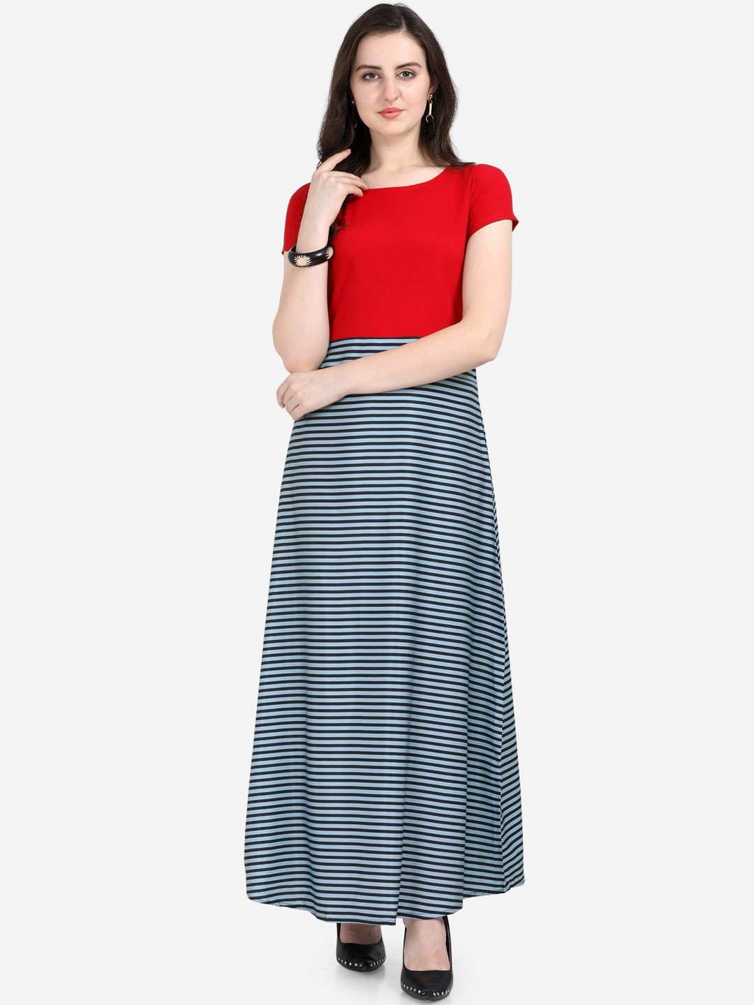 

Silk Bazar Women Red Colourblocked Maxi Dress