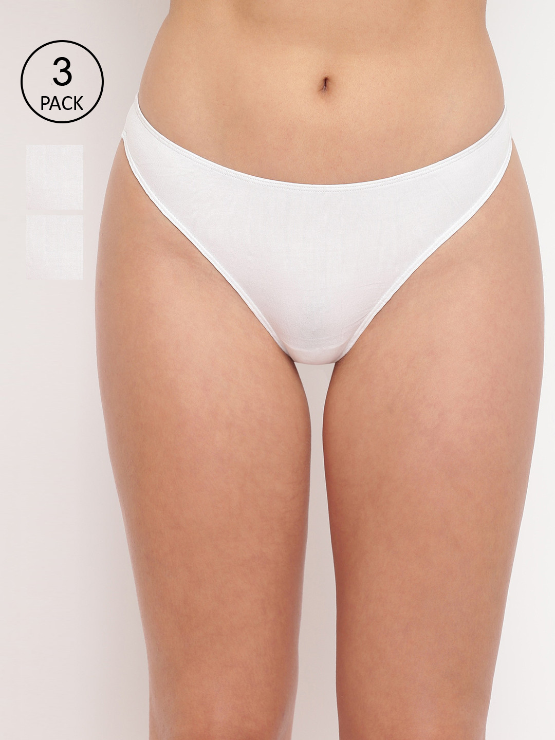 

BASIICS by La Intimo Women Pack of 3 Solid Thongs TH11B0G0W3, White