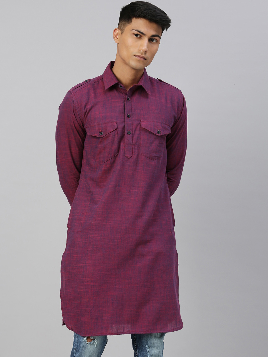 

Kryptic Men Purple Kurta