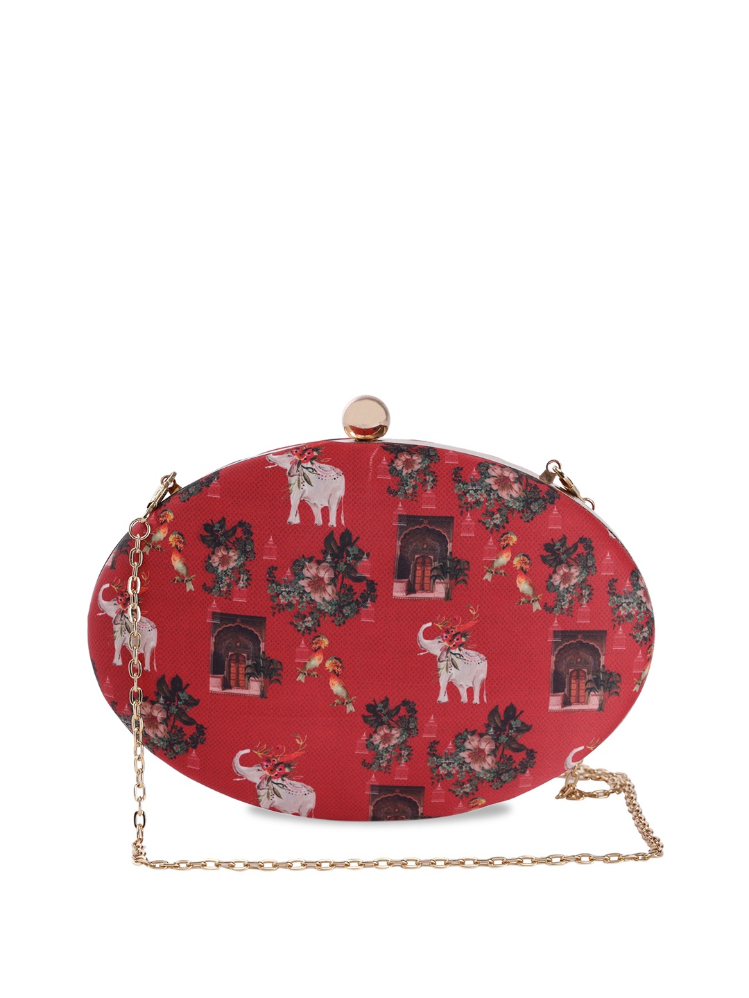 

TRINK Red & Black Printed Clutch