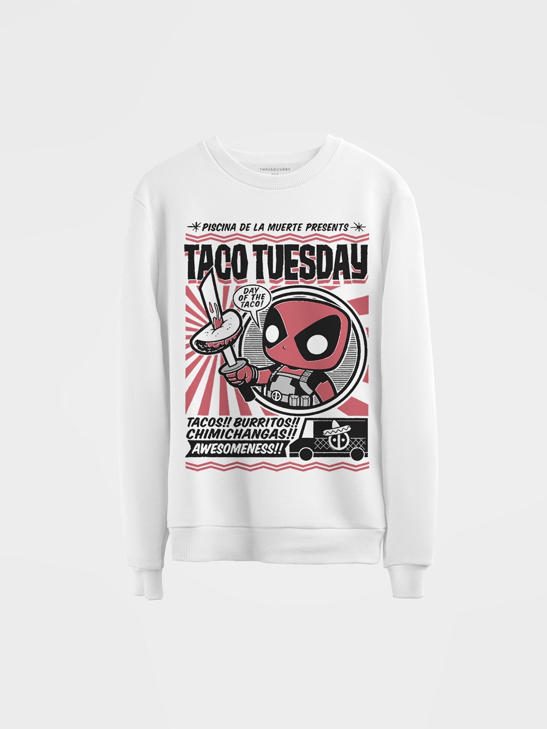 

THREADCURRY Kids White Superhero Printed Sweatshirt