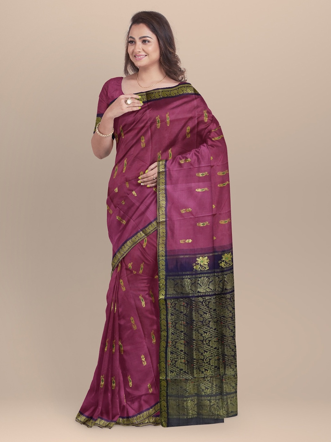

APCO Pink & Gold-Toned Pure Cotton Woven Design Sustainable Saree