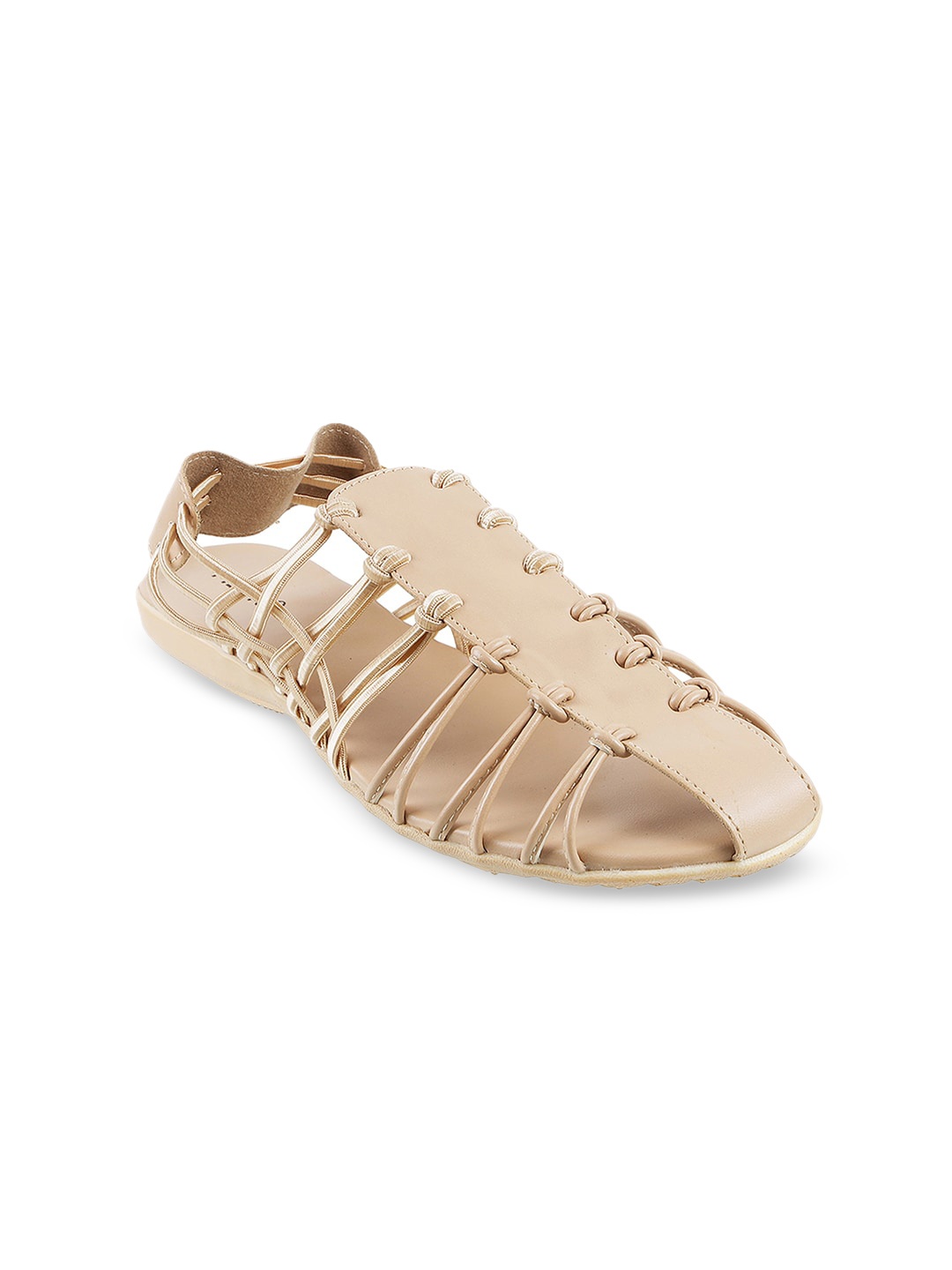 

Metro Women Beige Woven Design Open Toe Flats