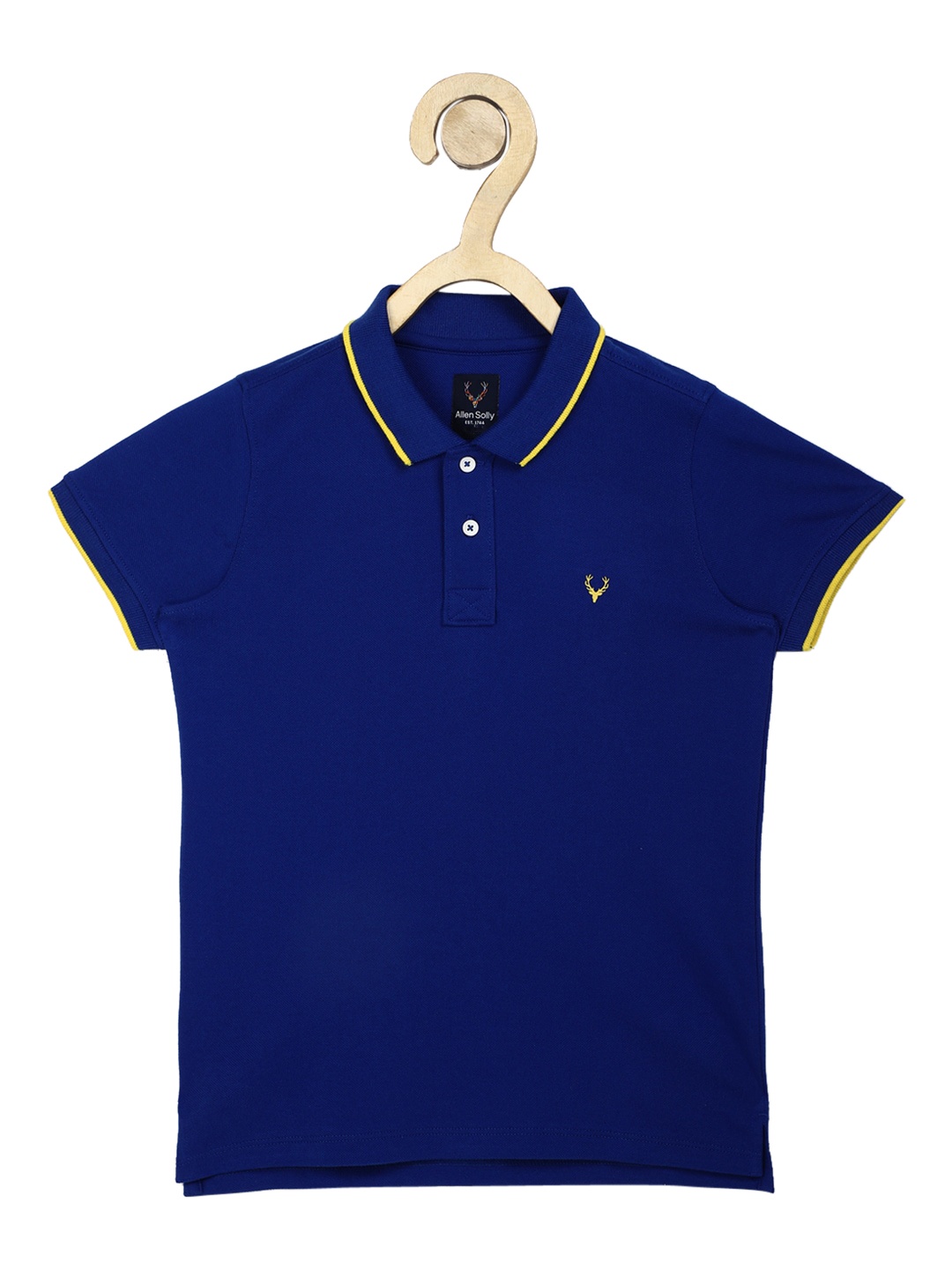 

Allen Solly Junior Boys Blue Solid Polo Collar Pure Cotton T-shirt