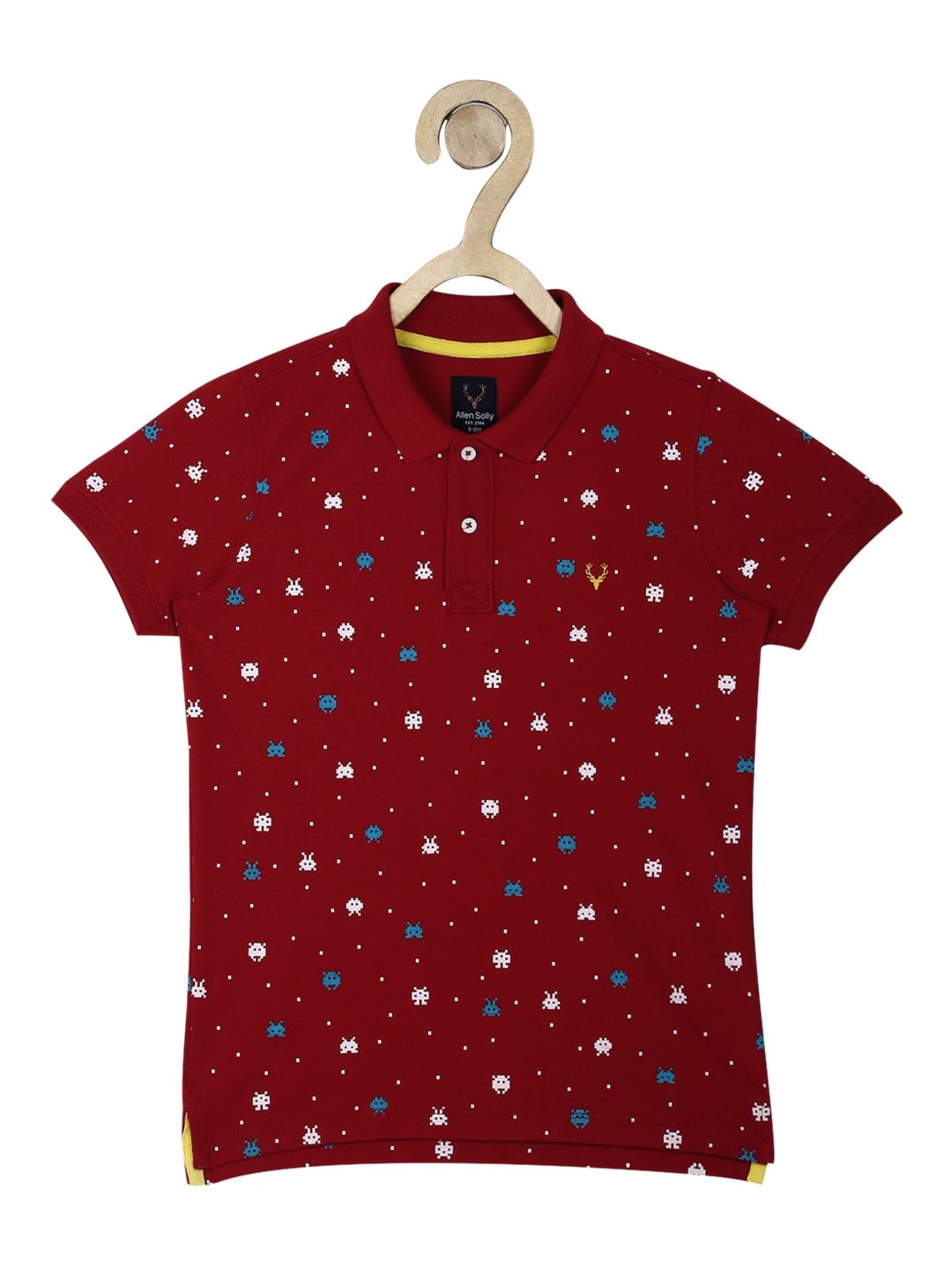 

Allen Solly Junior Boys Maroon Printed Polo Collar T-shirt