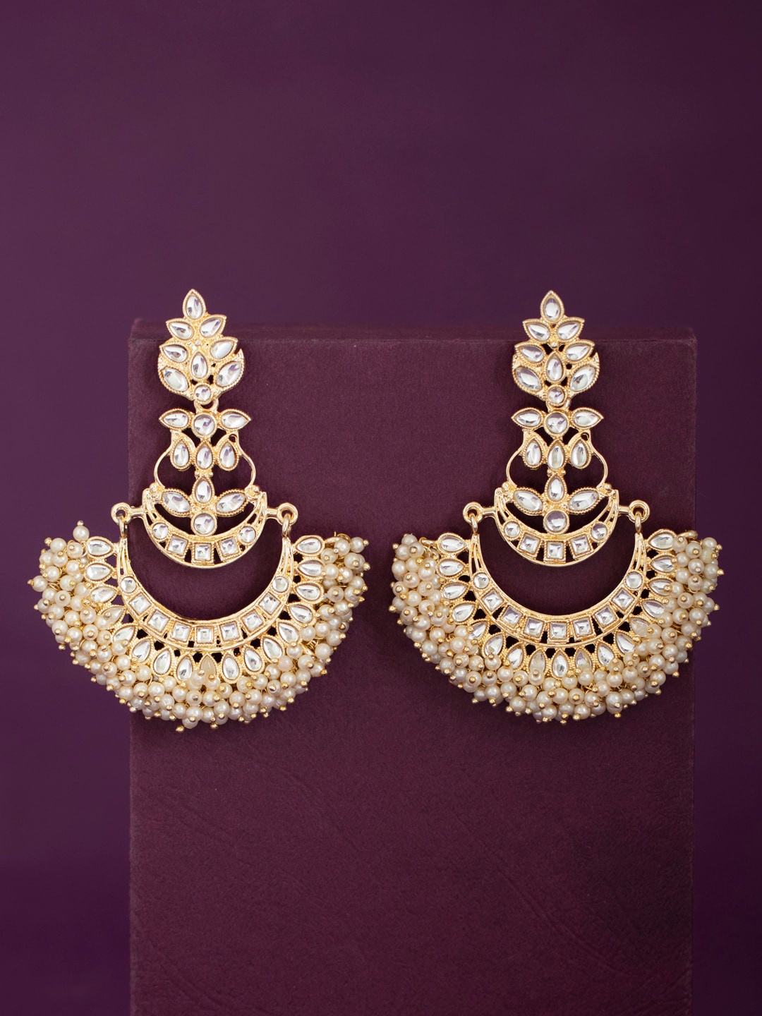 Sukkhi Gold-Plated Contemporary Chandbalis