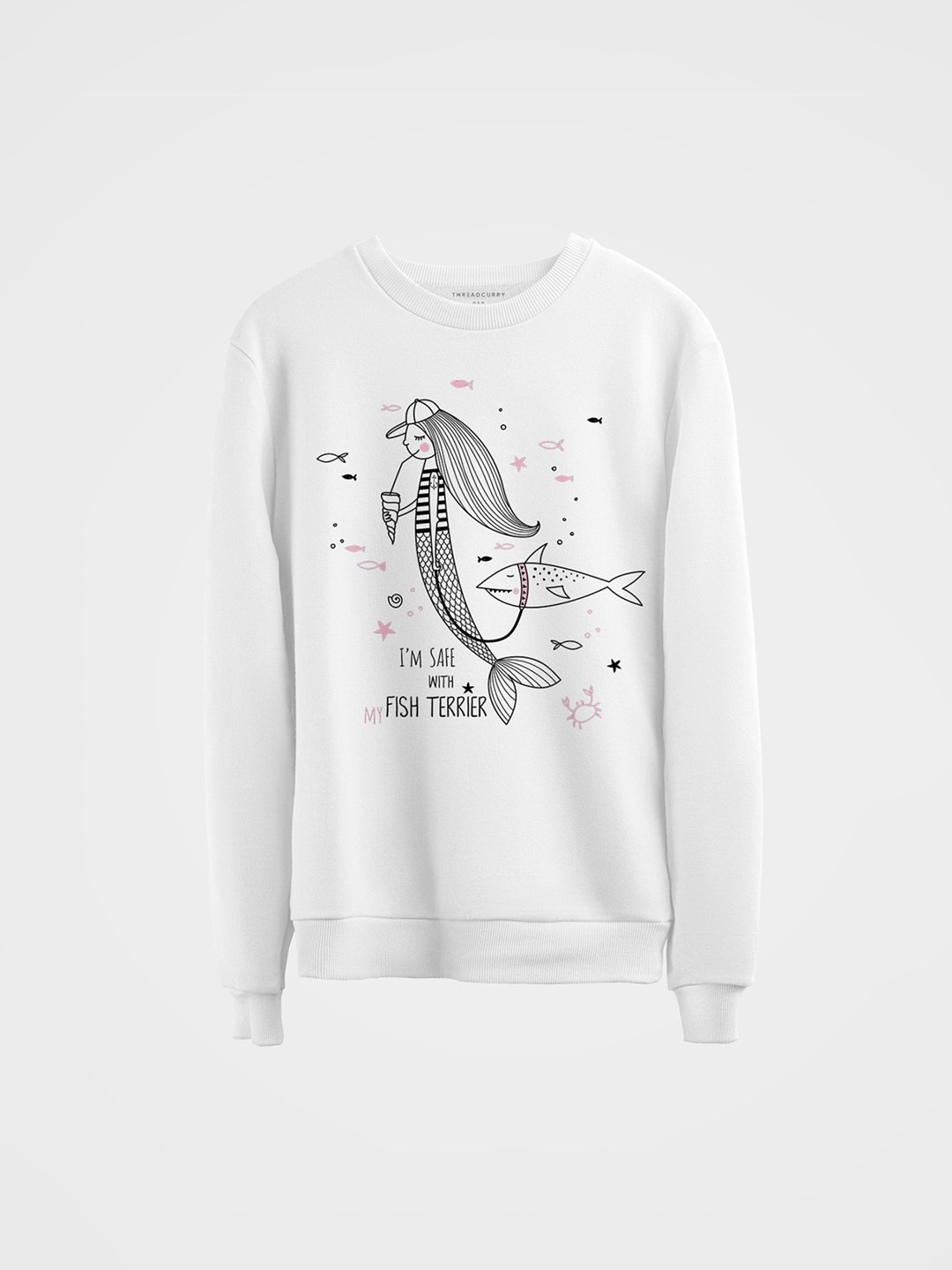 

THREADCURRY Kids White Printed Sweatshirt