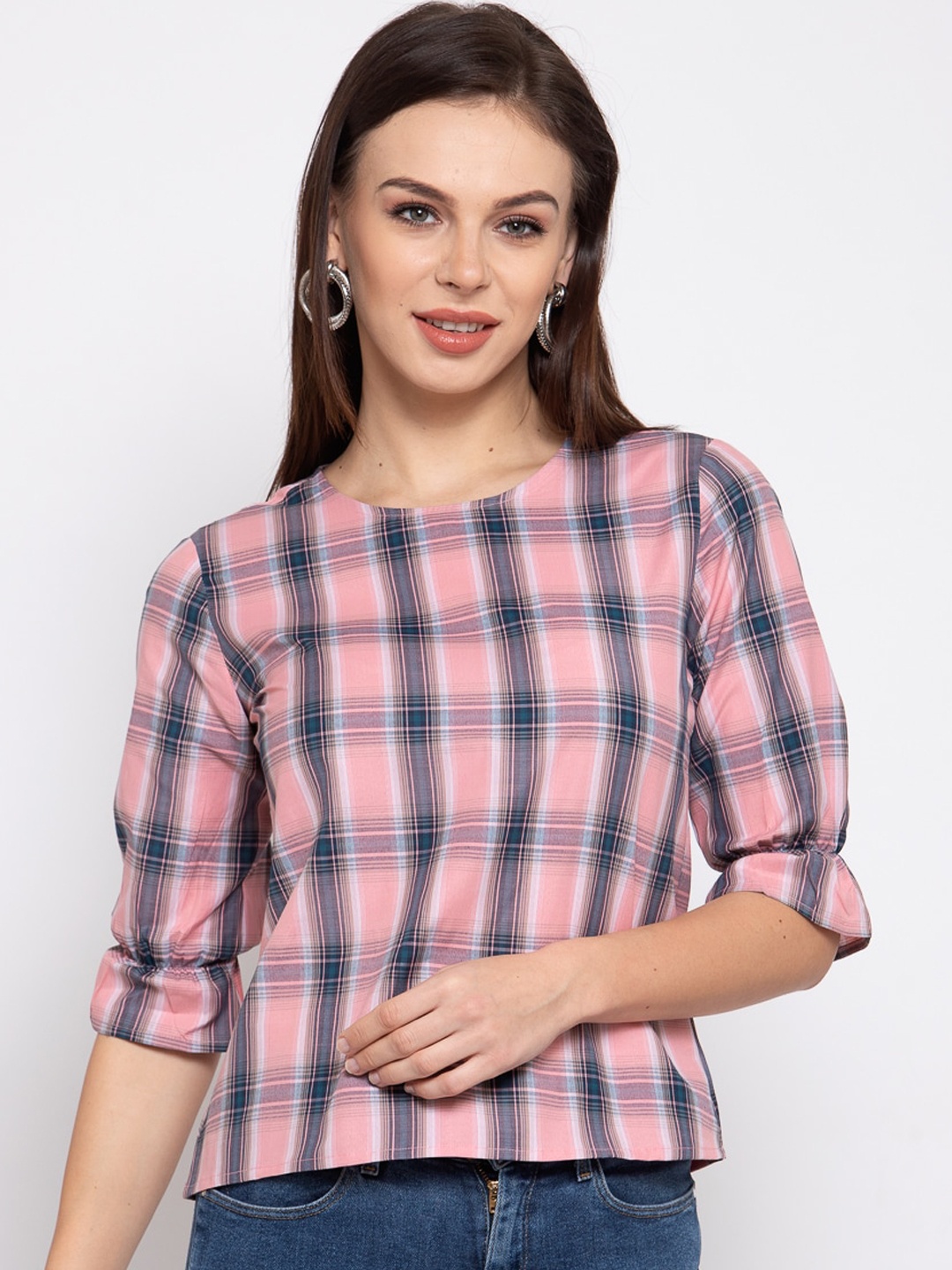 

Style Quotient Multicoloured Checked Bell Sleeves Top, Multi