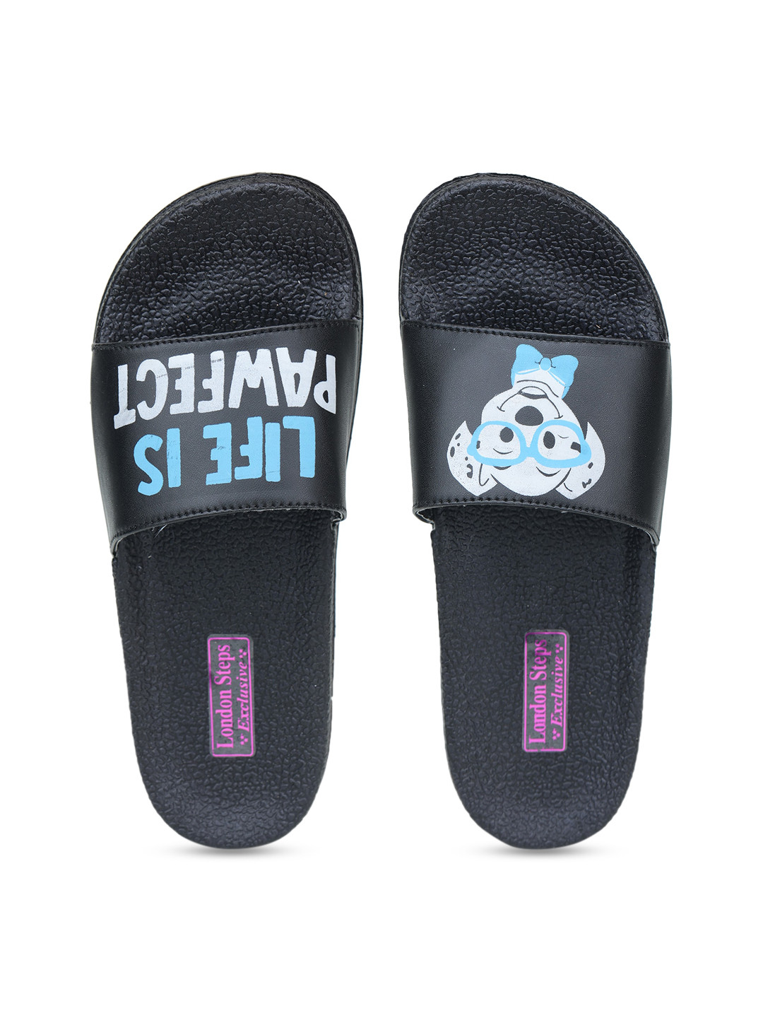 

LONDON STEPS Women Black Printed Sliders