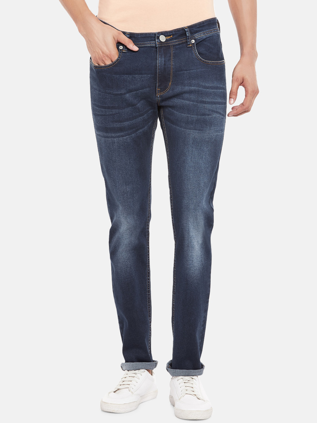 

People Men Blue Slim Fit Mid-Rise Clean Look Jeans