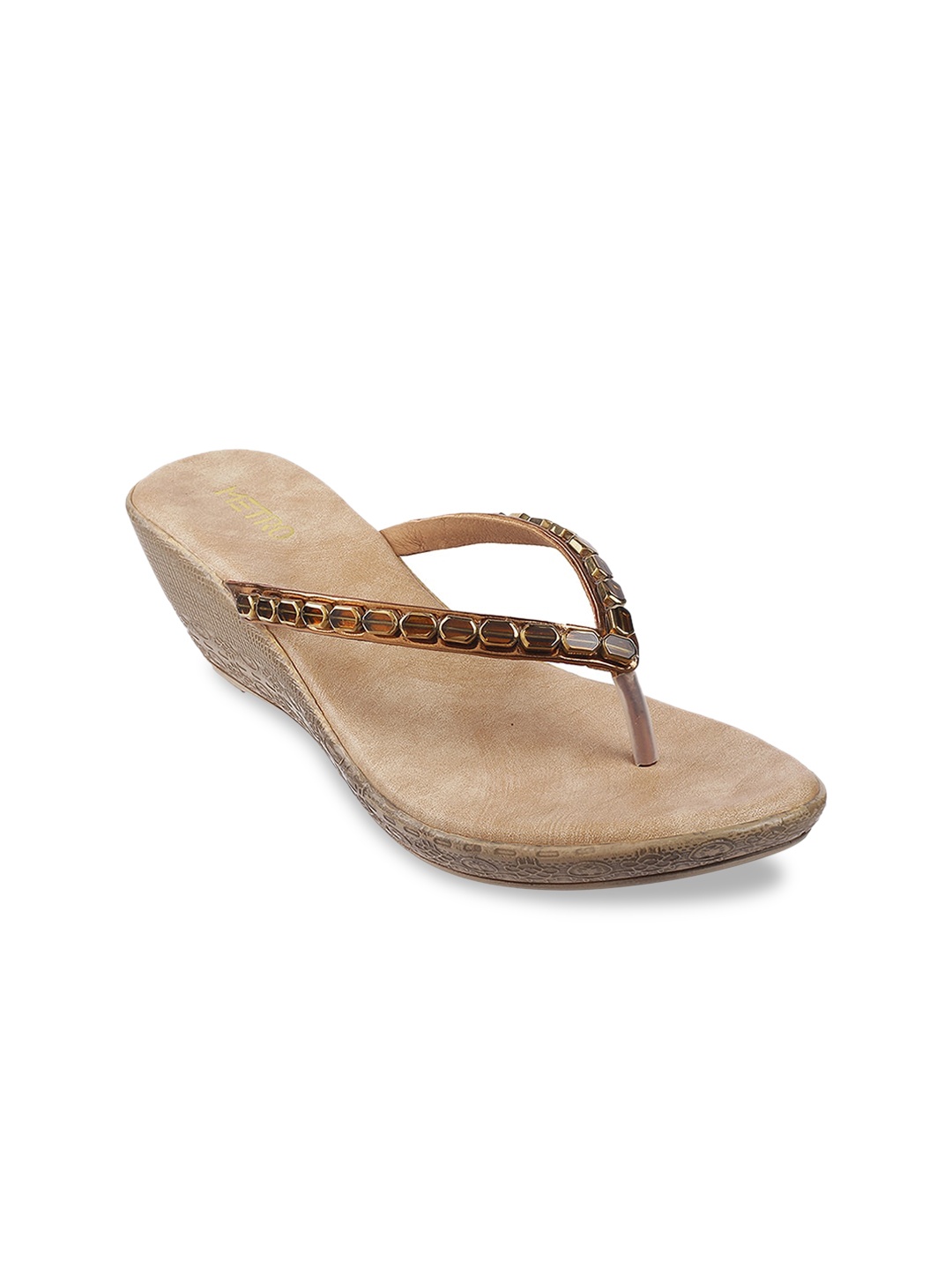 

Metro Women Gold-Toned Embellished Wedges