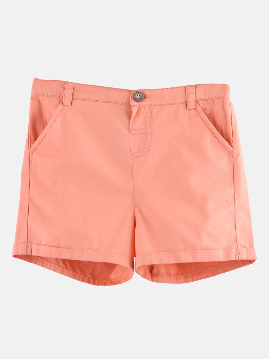 

Beebay Boys Peach-Coloured Solid Regular Fit Shorts