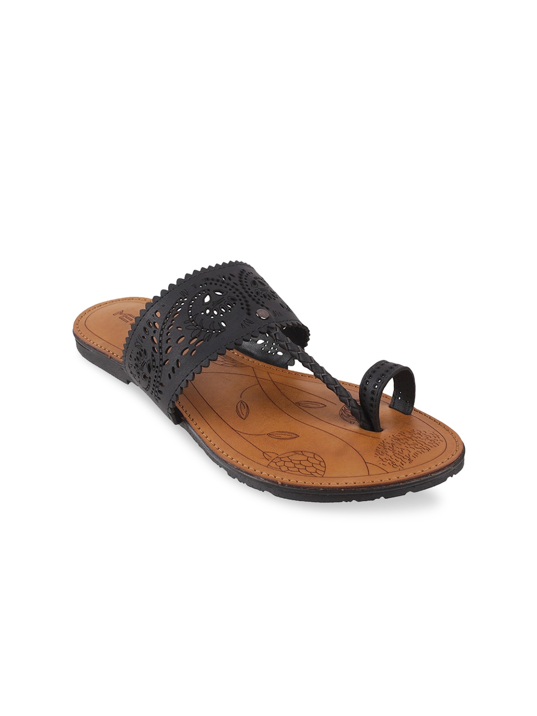 

Metro Women Black Textured One Toe Flats