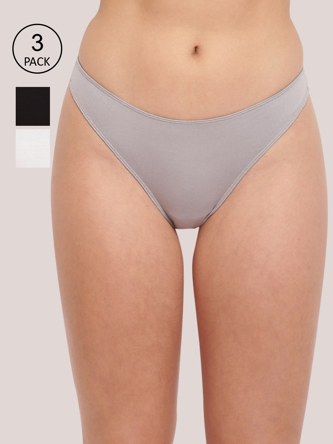 

BASIICS by La Intimo Women Pack Of 3 Solid Thongs-TH11B1G1W1, Black