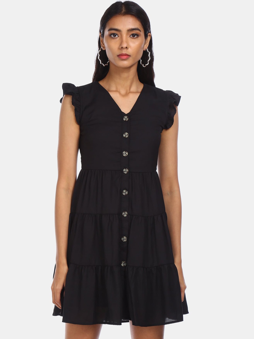 

Sugr Women Black Solid Fit and Flare Dress
