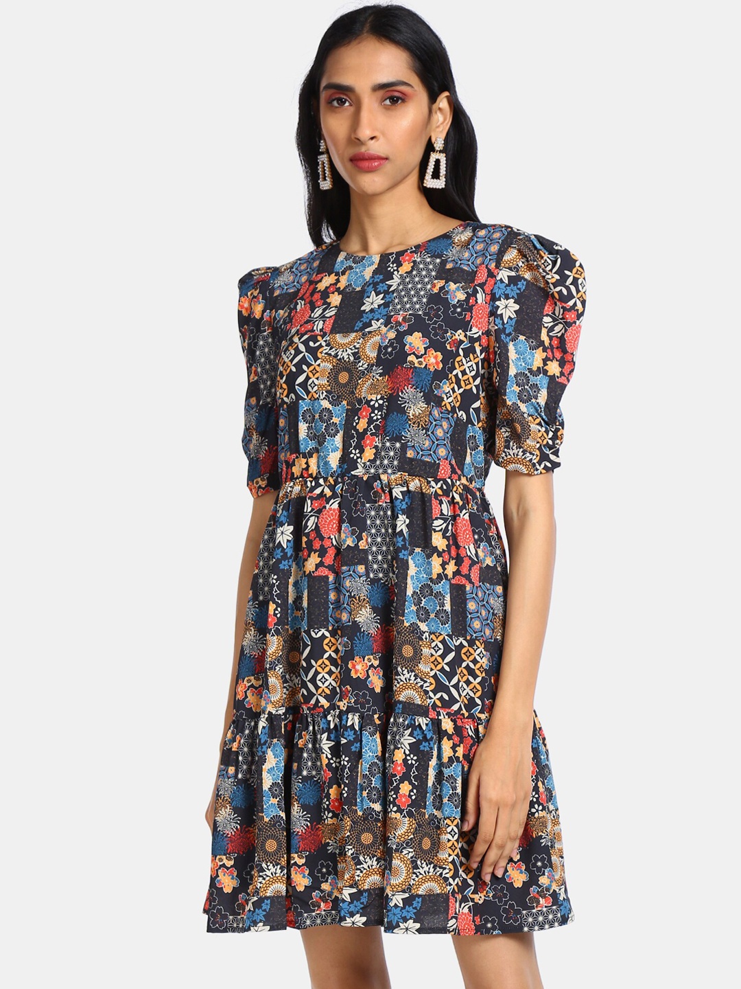 

Cherokee Women Black Printed Fit and Flare Dress
