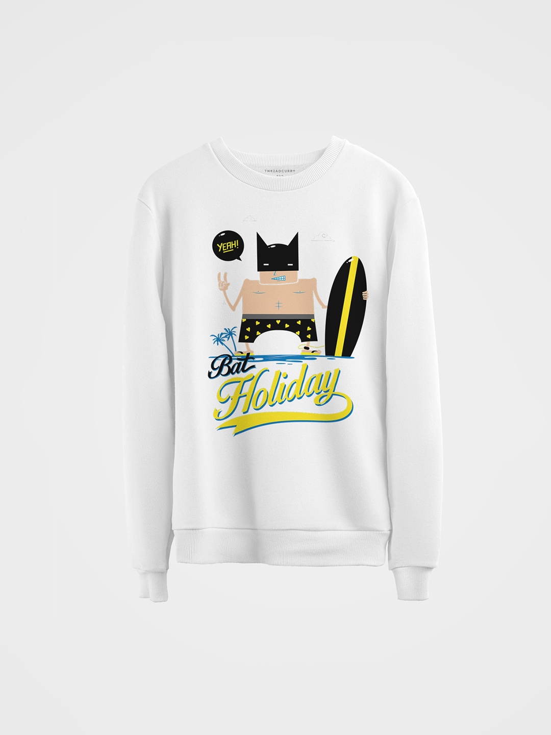 

THREADCURRY Kids White Superhero Printed Sweatshirt