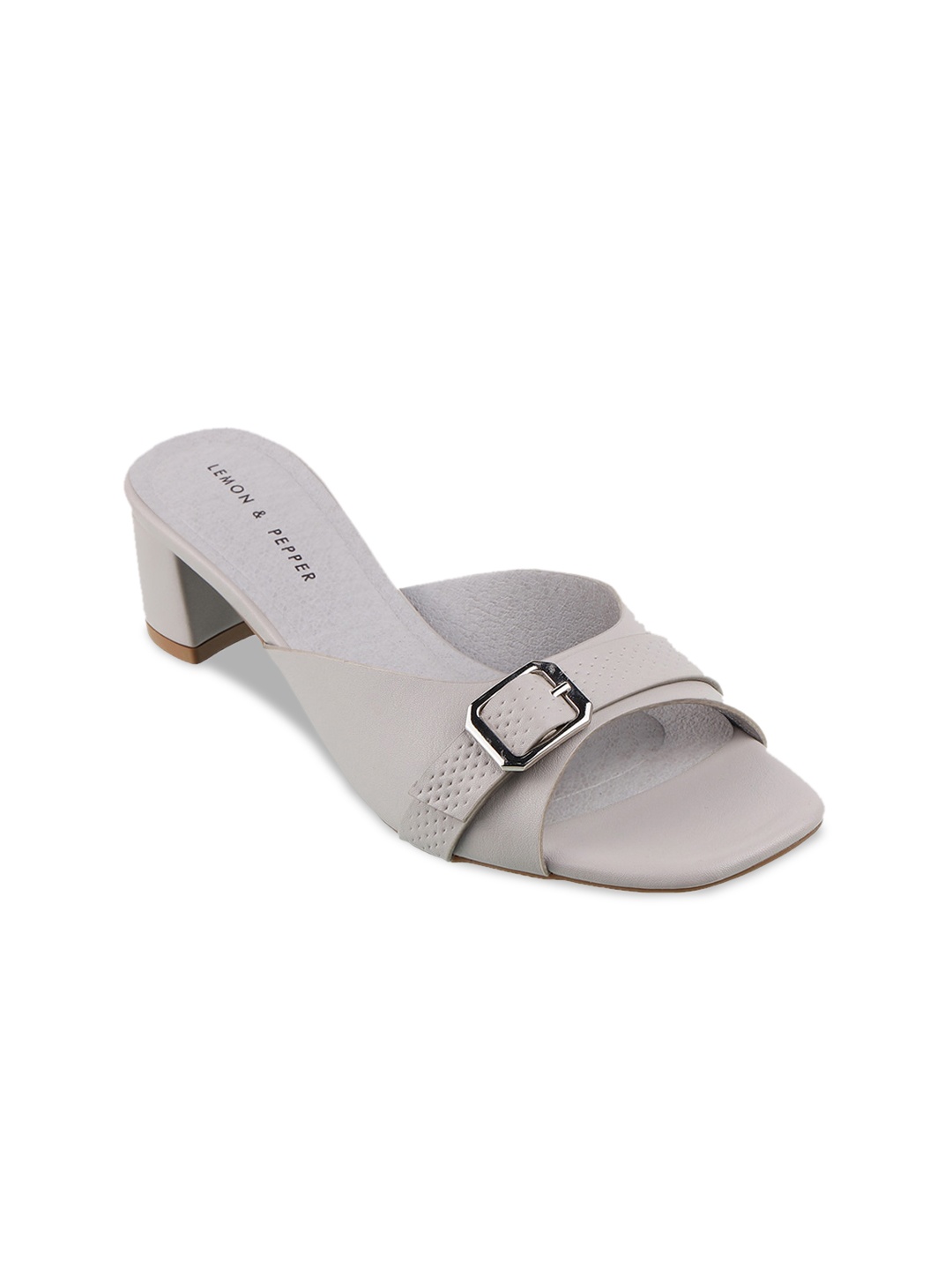 

LEMON & PEPPER Women Grey Solid Block Heels