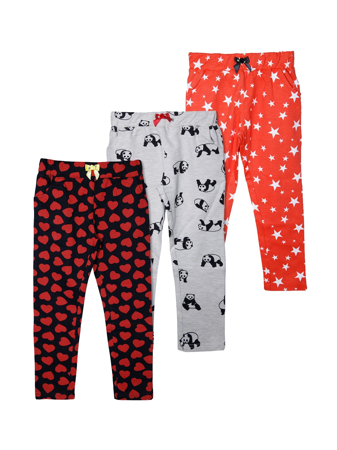 

Aatu Kutty Girls Pack Of 3 Printed Straight-Fit Track Pants, Red