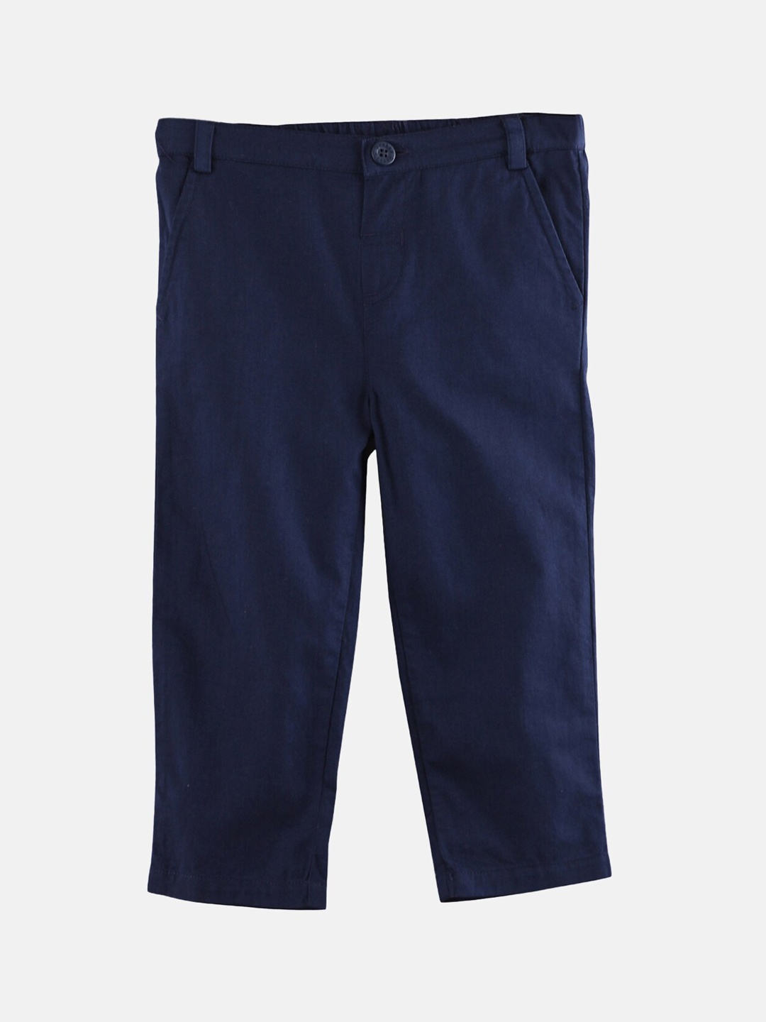 

Beebay Boys Navy Blue Regular Fit Solid Regular Trousers
