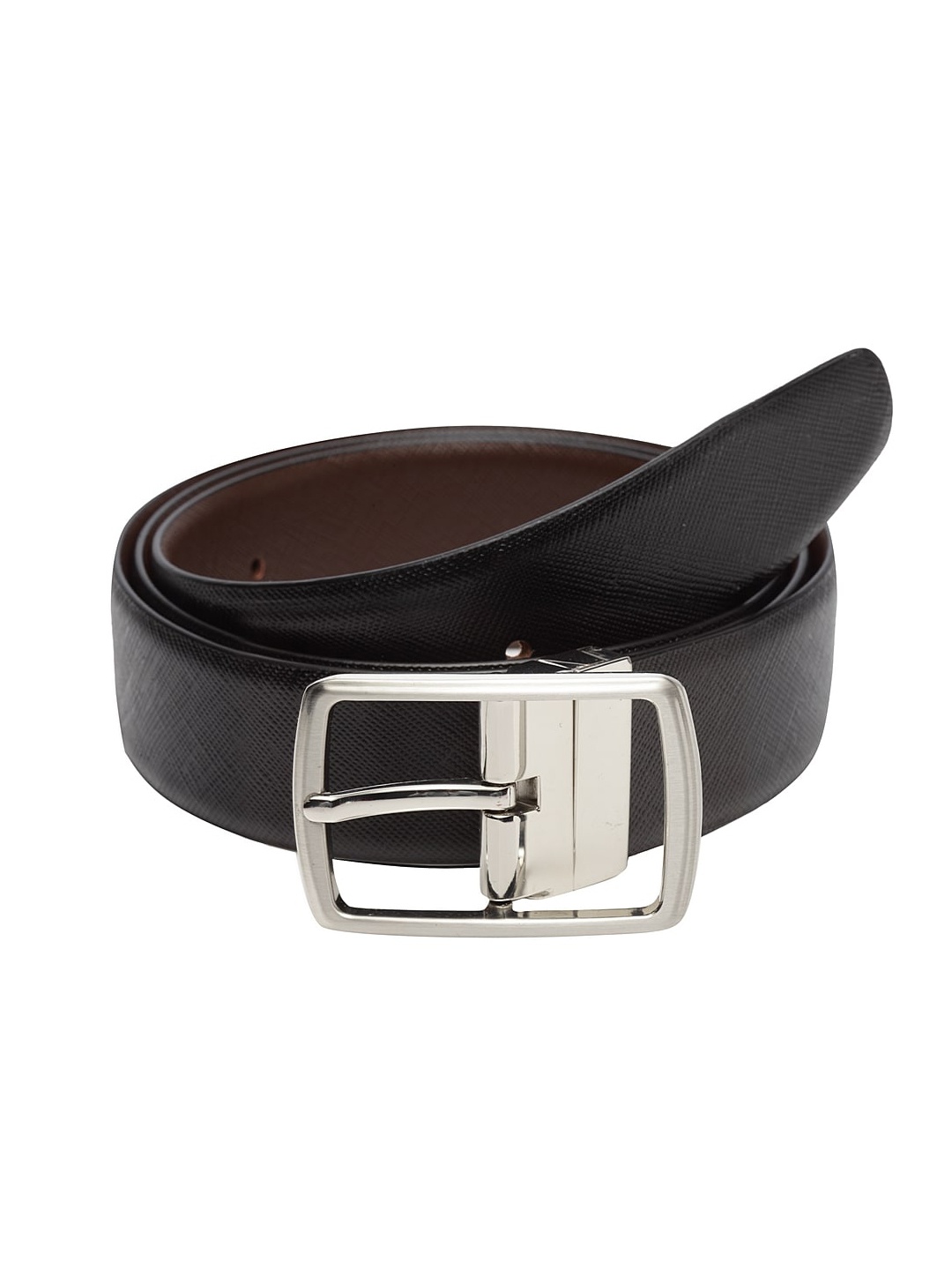WELBAWT Men Black & Brown Textured Belt