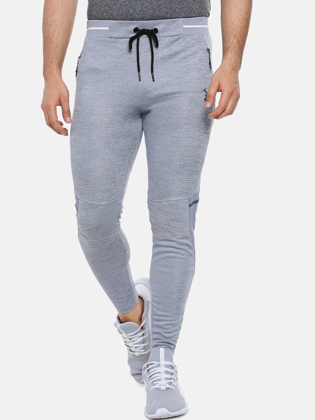 

Campus Sutra Men Grey Melange Textured Straight-Fit Track Pants