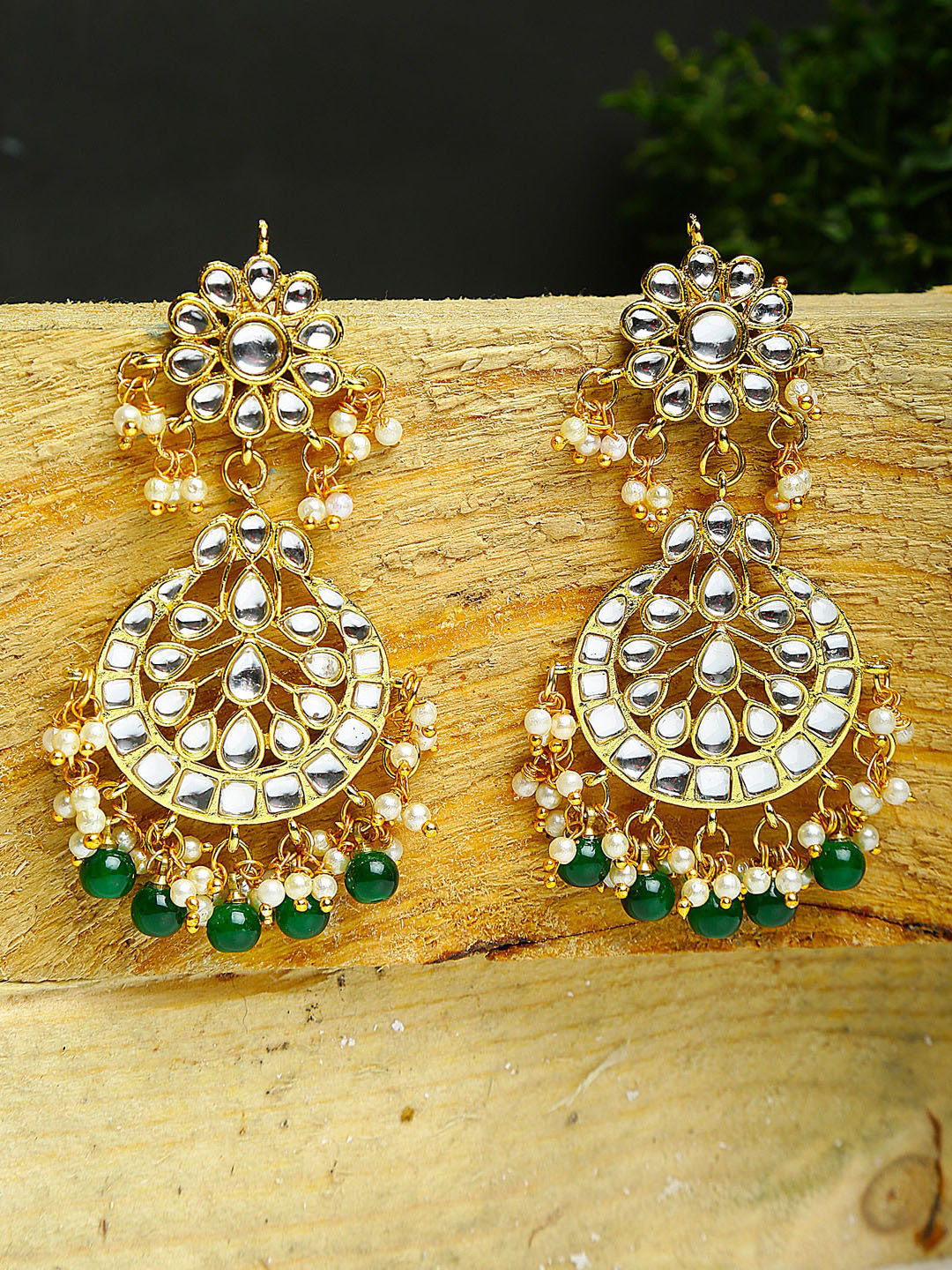 

Shining Diva Gold-Plated Contemporary Drop Earrings