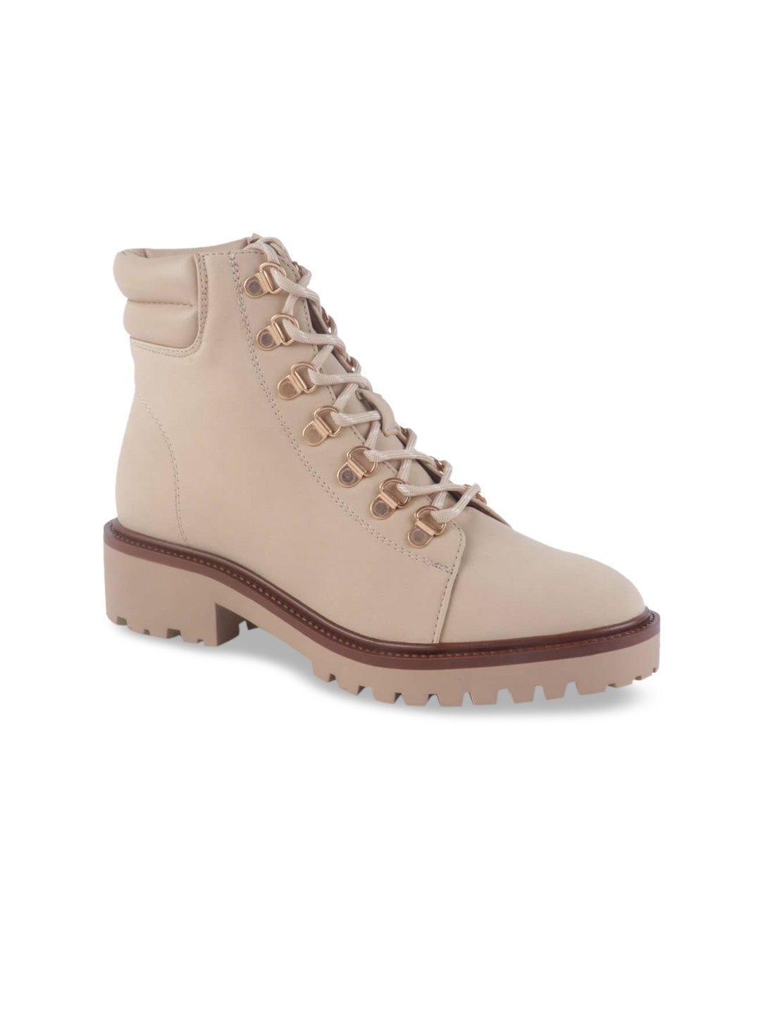 

London Rag Women Beige Solid Heeled Boots