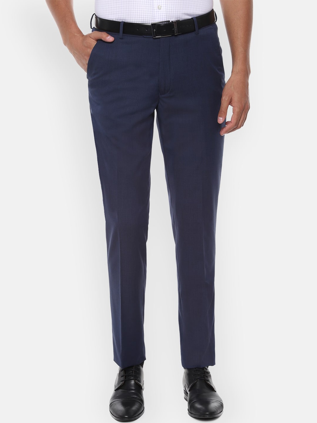 

Van Heusen Men Navy Blue Regular Fit Solid Formal Trousers