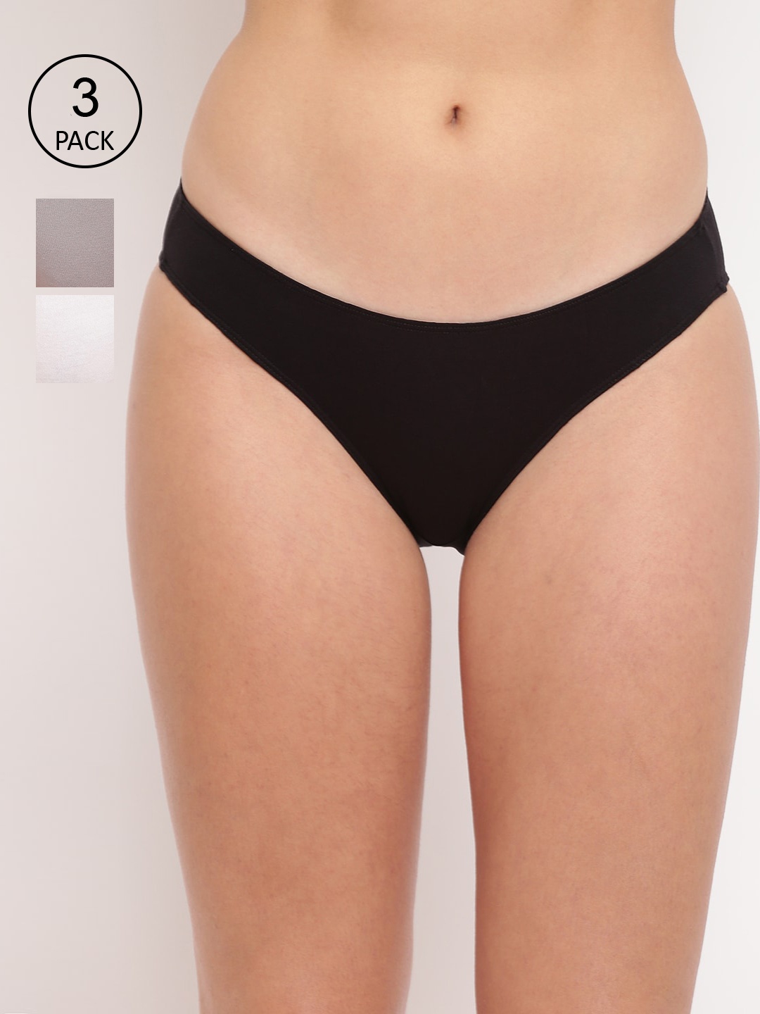 BASIICS by La Intimo Women Pack Of 5 Solid Bikini Briefs BK11B2G1W2, Black