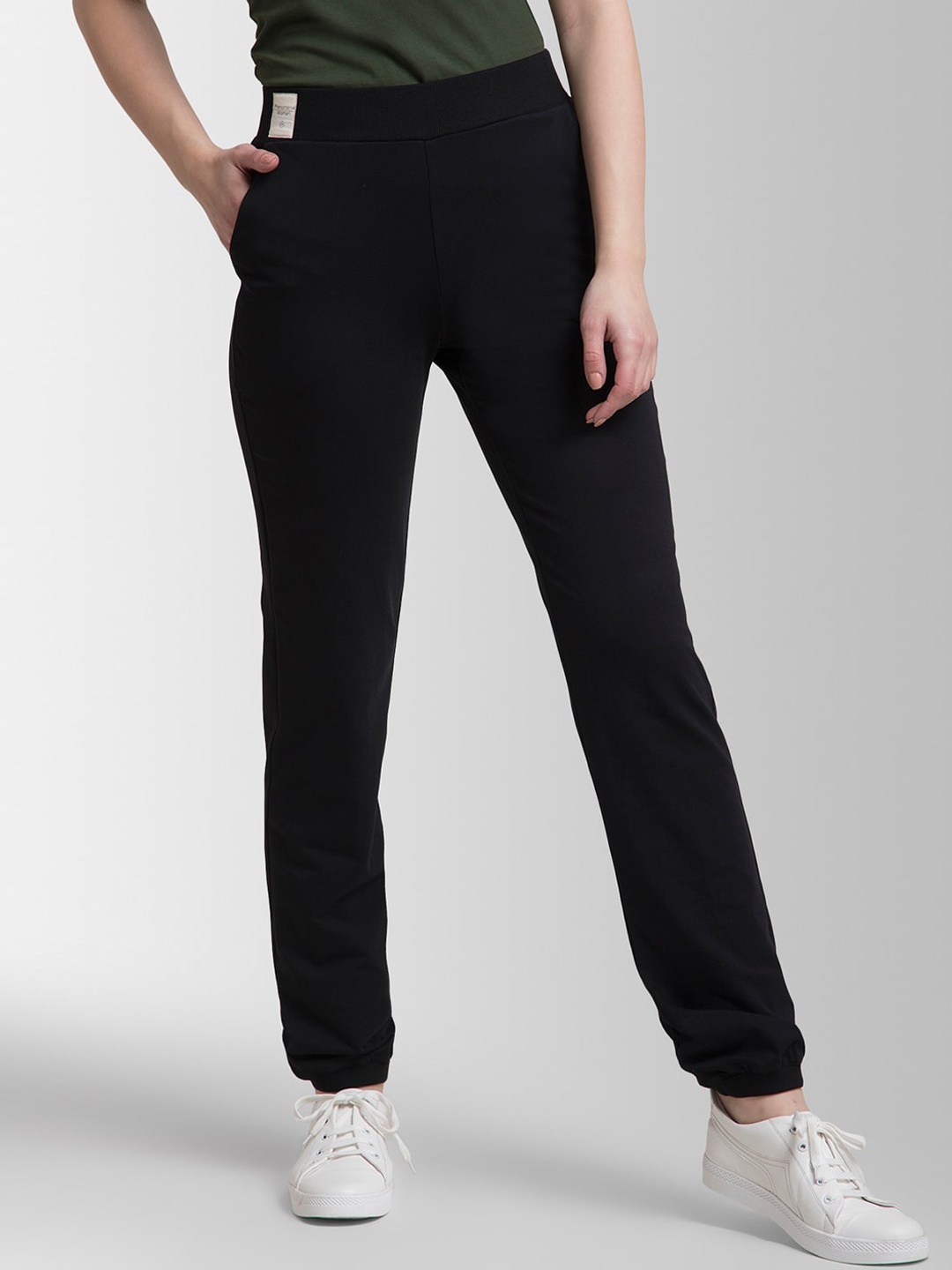 

FableStreet Women Black LivIn Solid Loose Fit 4 Way Stretch Joggers