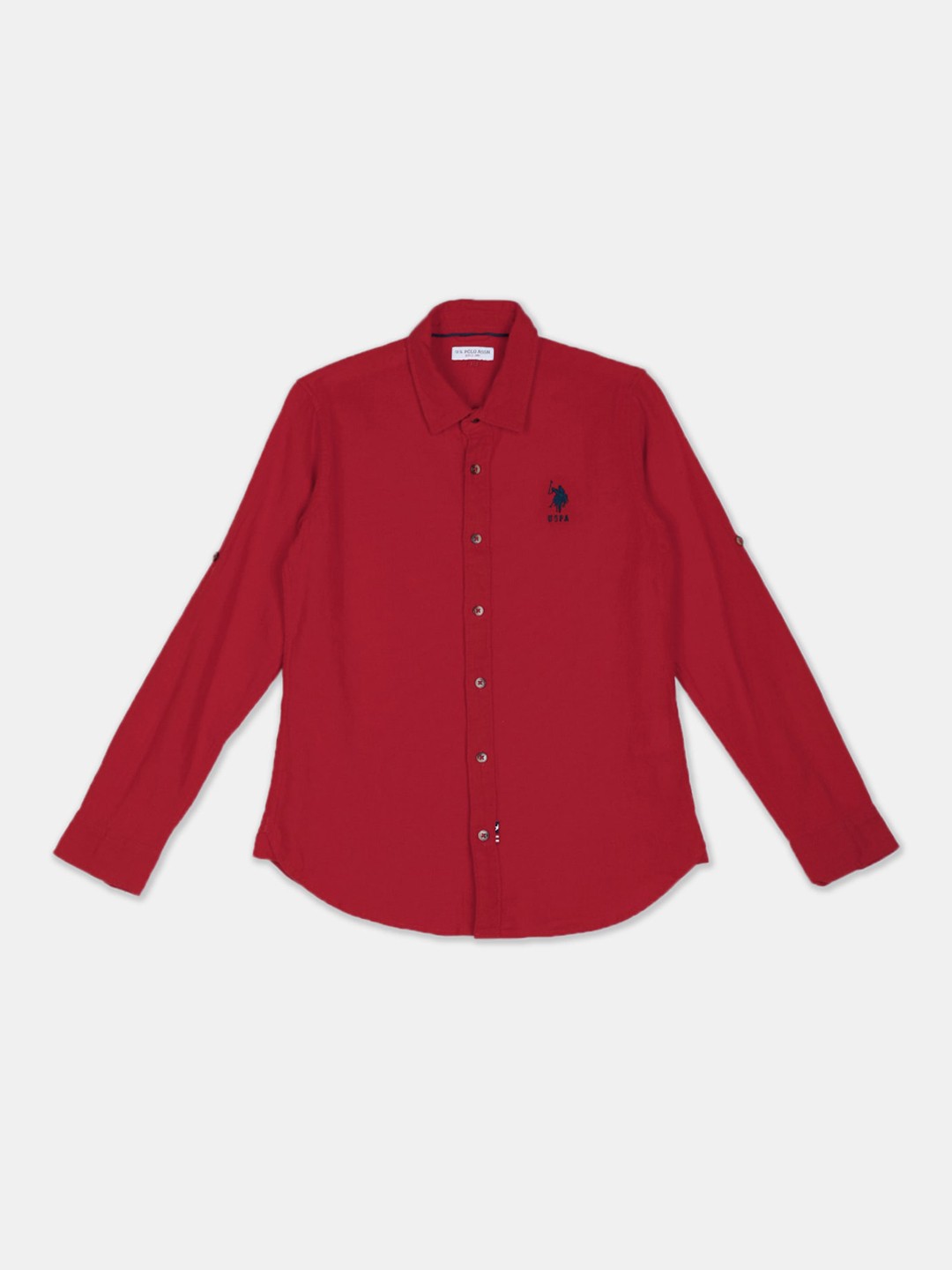 

U.S. Polo Assn. Kids Boys Red Regular Fit Solid Casual Shirt